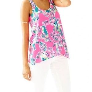 Lilly Pulitzer Stacey Toucan Sleeveless Pink Tank Top S/Preowned